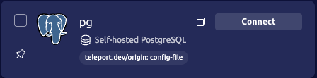 PostgreSQL instance resource card with connect button